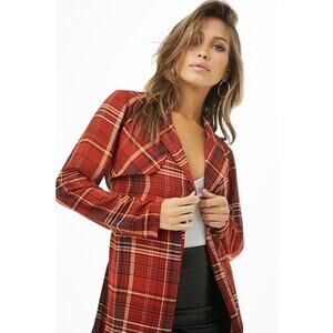 Forever 21 Women's Rust Orange Lightweight Plaid Shirt/Jacket | Size M